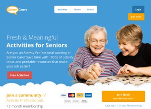 How goldencarers.com looks like on a tablet such as an iPad.