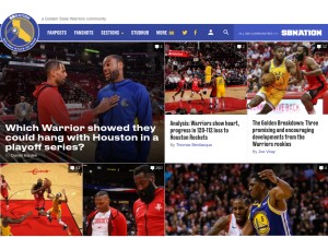 How goldenstateofmind.com looks like on a tablet such as an iPad.