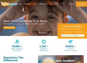 How goldfishswimschool.com looks like on a tablet such as an iPad.