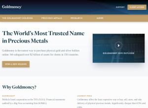 How goldmoney.com looks like on a tablet such as an iPad.
