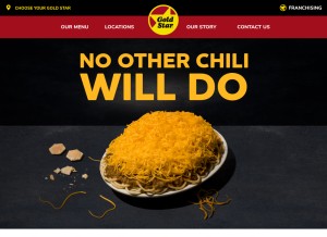 How goldstarchili.com looks like on a tablet such as an iPad.