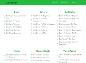 How golfershan.com looks like on a tablet such as an iPad.