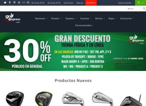 How golfexpress.com looks like on a tablet such as an iPad.