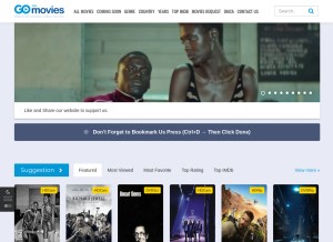 How gomovies1.to looks like on a tablet such as an iPad.