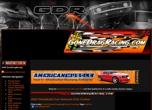 How gonedragracing.com looks like on a tablet such as an iPad.