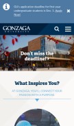 How gonzaga.edu looks like on a mobile device such as an iPhone.