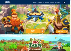 How goodgamestudios.com looks like on a tablet such as an iPad.