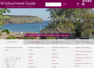 How goodhotelguide.com looks like on a tablet such as an iPad.