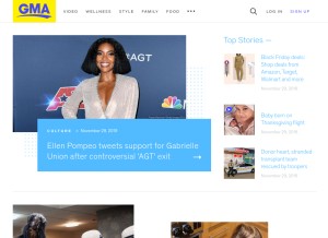 How goodmorningamerica.com looks like on a tablet such as an iPad.