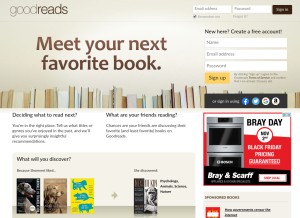 How goodreads.com looks like on a tablet such as an iPad.