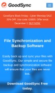 How goodsync.com looks like on a mobile device such as an iPhone.