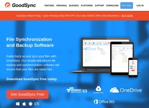 How goodsync.com looks like on a tablet such as an iPad.