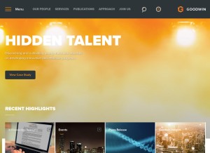 How goodwinlaw.com looks like on a tablet such as an iPad.