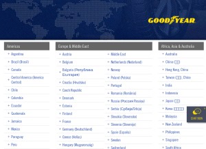 How goodyear.com looks like on a tablet such as an iPad.