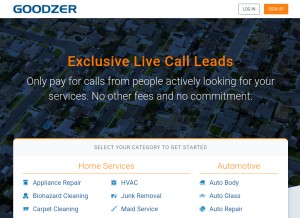 How goodzer.com looks like on a tablet such as an iPad.