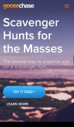How goosechase.com looks like on a mobile device such as an iPhone.