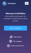 How gopetition.com looks like on a mobile device such as an iPhone.
