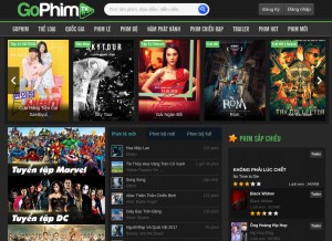 How gophim.top looks like on a tablet such as an iPad.