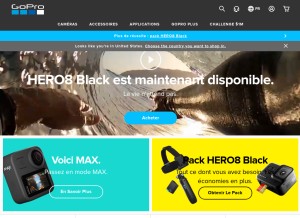 How gopro.com looks like on a tablet such as an iPad.