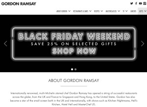 How gordonramsay.com looks like on a tablet such as an iPad.