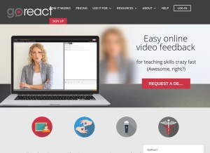 How goreact.com looks like on a tablet such as an iPad.
