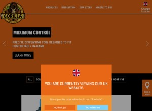 How gorillatough.com looks like on a tablet such as an iPad.