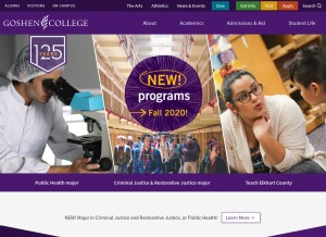 How goshen.edu looks like on a tablet such as an iPad.