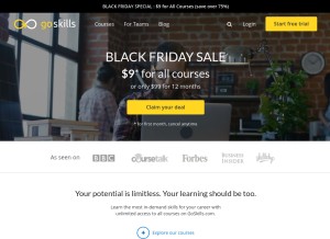 How goskills.com looks like on a tablet such as an iPad.