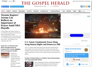 How gospelherald.com looks like on a tablet such as an iPad.