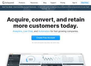 How gosquared.com looks like on a tablet such as an iPad.