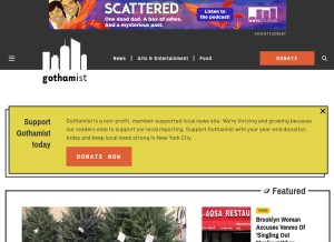 How gothamist.com looks like on a tablet such as an iPad.