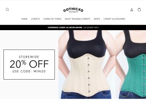 How gothicxo.com looks like on a tablet such as an iPad.