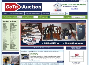 How gotoauction.com looks like on a tablet such as an iPad.