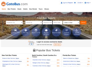 How gotobus.com looks like on a tablet such as an iPad.