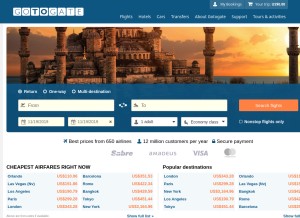 How gotogate.com looks like on a tablet such as an iPad.
