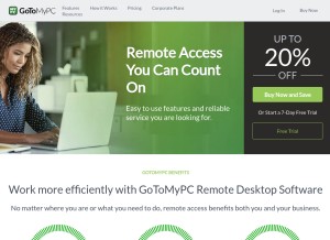 How gotomypc.com looks like on a tablet such as an iPad.