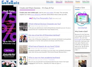 How gotoquiz.com looks like on a tablet such as an iPad.