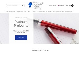 How gouletpens.com looks like on a tablet such as an iPad.
