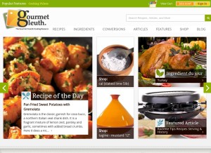 How gourmetsleuth.com looks like on a tablet such as an iPad.