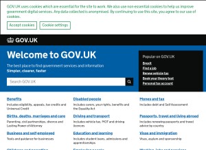 How gov.uk looks like on a tablet such as an iPad.