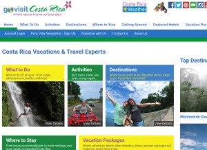 How govisitcostarica.com looks like on a tablet such as an iPad.