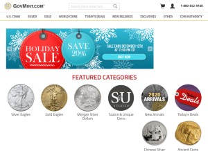 How govmint.com looks like on a tablet such as an iPad.