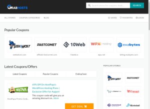 How grabhosts.deals looks like on a tablet such as an iPad.