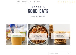 How graceandgoodeats.com looks like on a tablet such as an iPad.