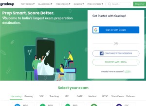 How gradeup.co looks like on a tablet such as an iPad.