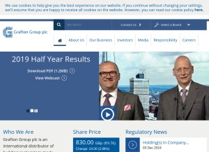 How graftonplc.com looks like on a tablet such as an iPad.