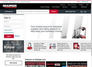 How grainger.com looks like on a tablet such as an iPad.