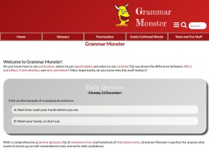 How grammar-monster.com looks like on a tablet such as an iPad.