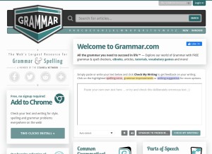 How grammar.com looks like on a tablet such as an iPad.