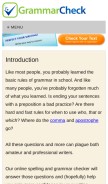 How grammarcheck.net looks like on a mobile device such as an iPhone.